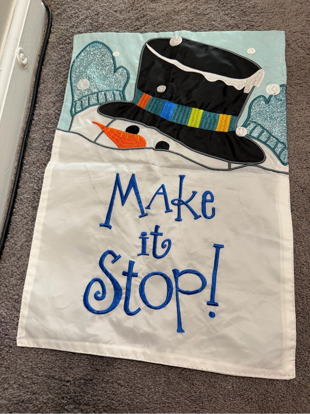 Holiday Snowman Decorative Flag - Blue/Black
